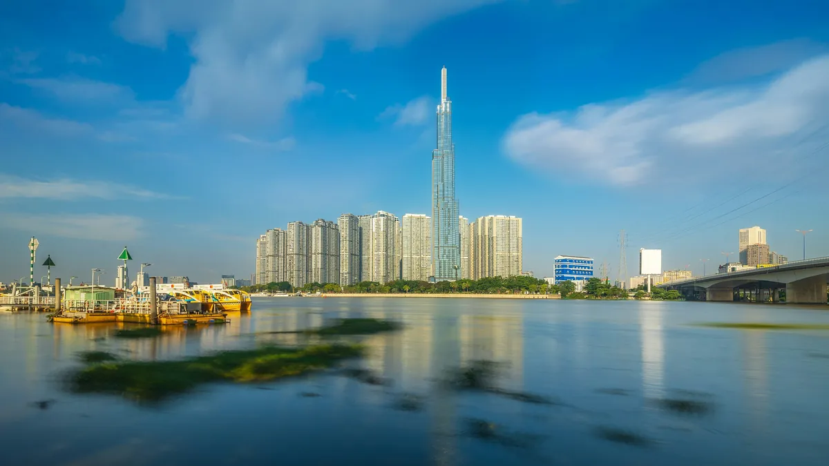 Modern towers under construction, a property setting